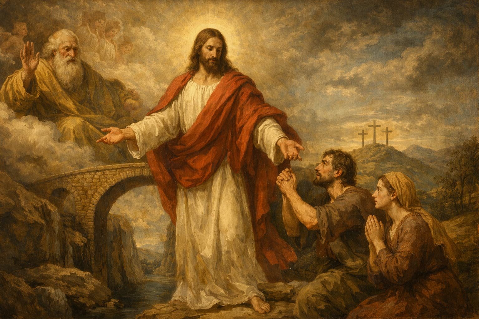 Christ bridging heaven and earth