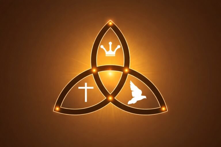 Glowing triquetra symbolising the Holy Trinity